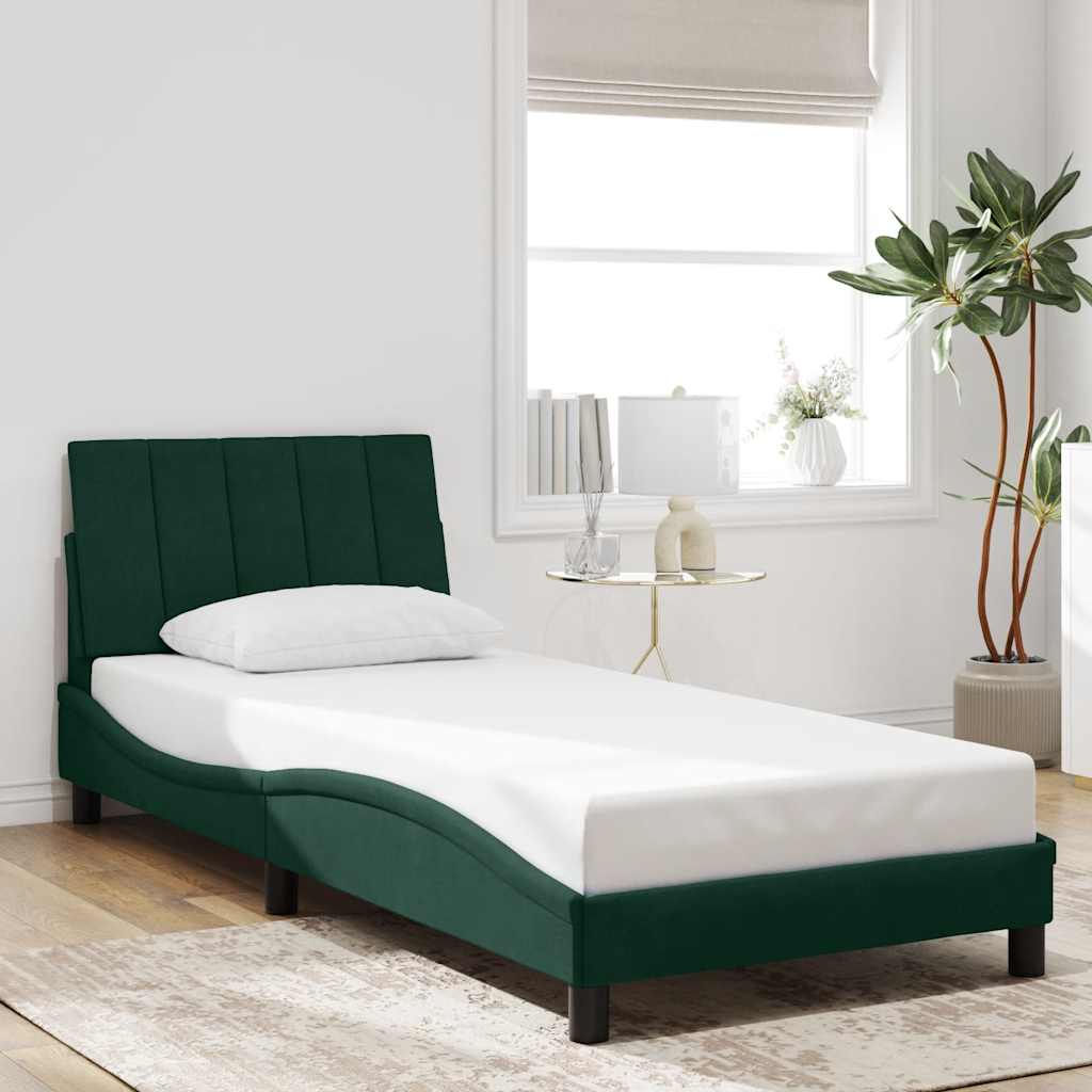 Bettgestell ohne Matratze "Hanko" Dunkelgrün 90x200 cm Samt