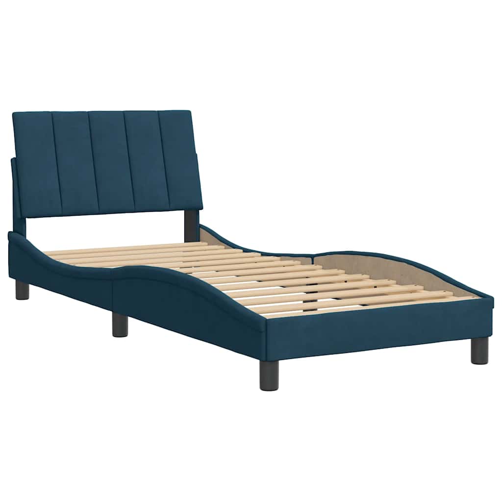 Bettgestell ohne Matratze "Hanko" Blau 90x200 cm Samt