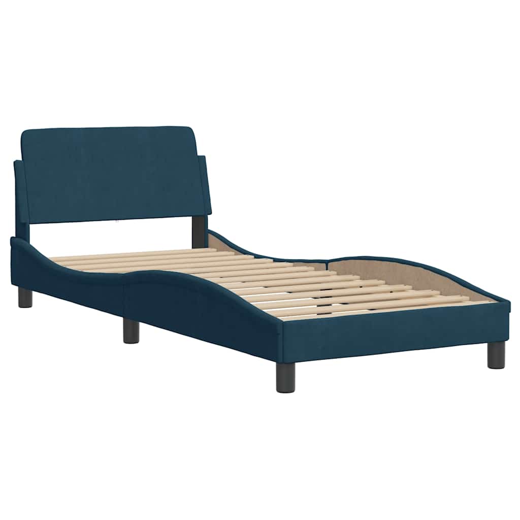 Bettgestell ohne Matratze "Hanko" Blau 90x200 cm Samt