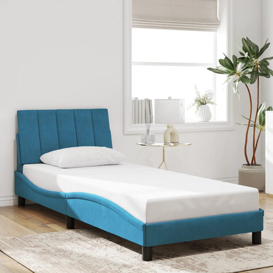 Cadre de lit sans matelas « Hanko » Bleu 90x200 cm Velours