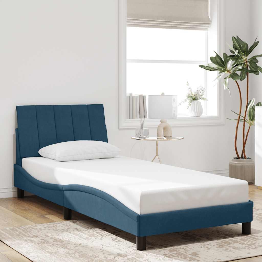Bettgestell ohne Matratze "Hanko" Blau 90x200 cm Samt