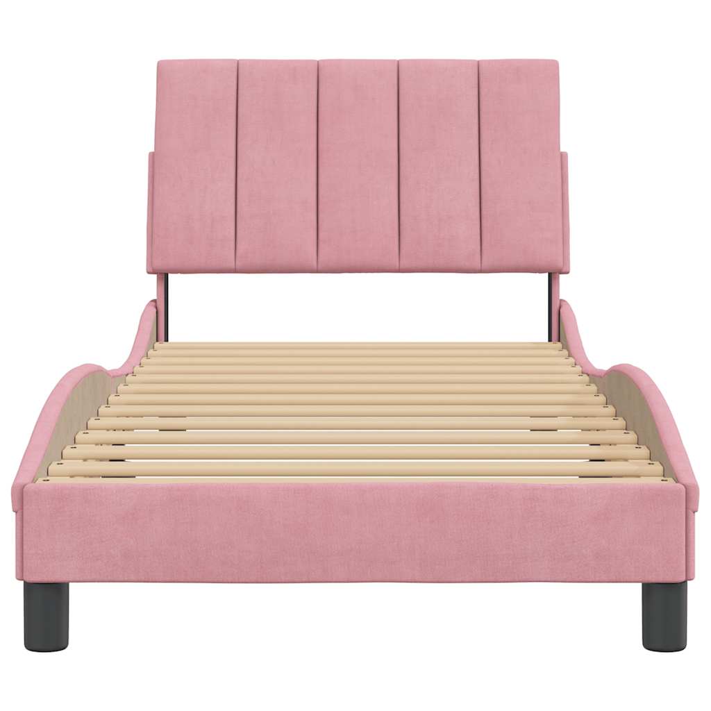 Bettgestell ohne Matratze "Hanko" Rosa 90x200 cm Samt