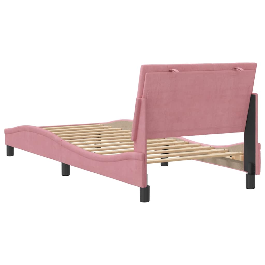 Bettgestell ohne Matratze "Hanko" Rosa 90x200 cm Samt