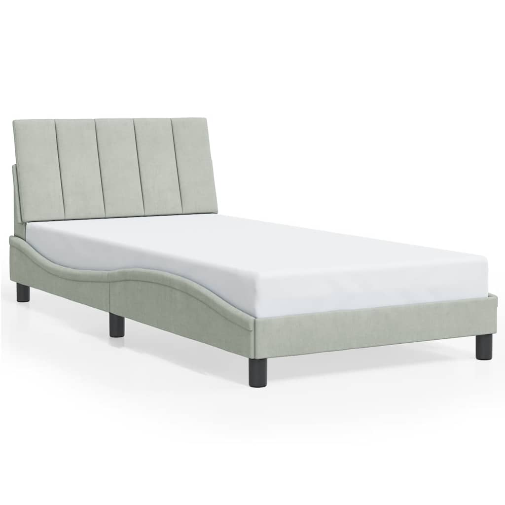 Bettgestell ohne Matratze "Hanko" Hellgrau 100x200 cm Samt