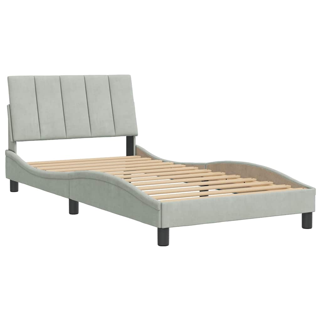 Bettgestell ohne Matratze "Hanko" Hellgrau 100x200 cm Samt