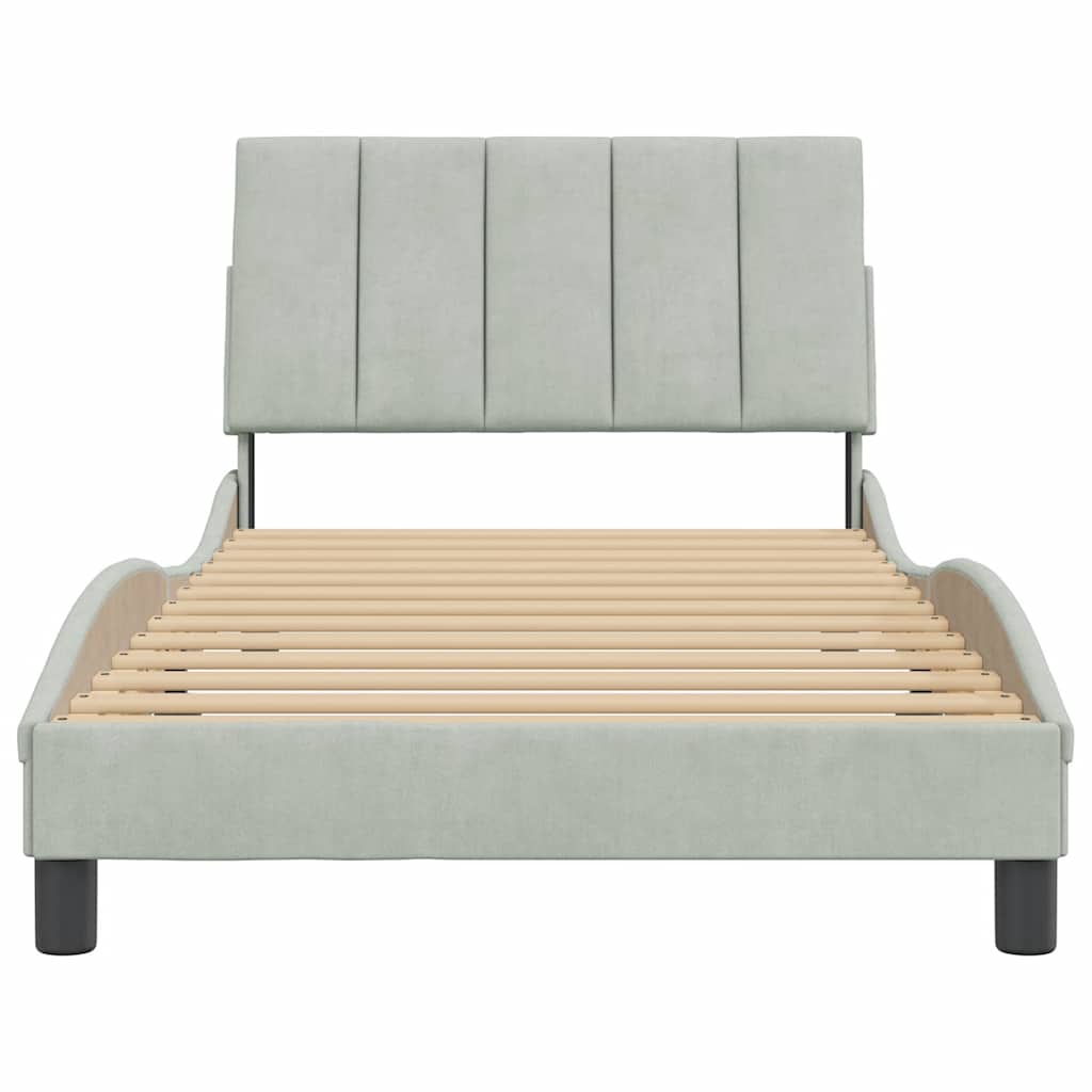 Bettgestell ohne Matratze "Hanko" Hellgrau 100x200 cm Samt