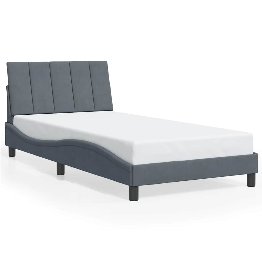 Bettgestell ohne Matratze "Hanko" Dunkelgrau 100x200 cm Samt