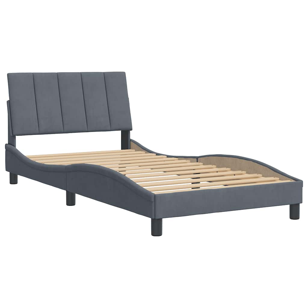 Bettgestell ohne Matratze "Hanko" Dunkelgrau 100x200 cm Samt