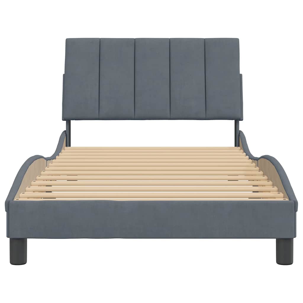 Bettgestell ohne Matratze "Hanko" Dunkelgrau 100x200 cm Samt