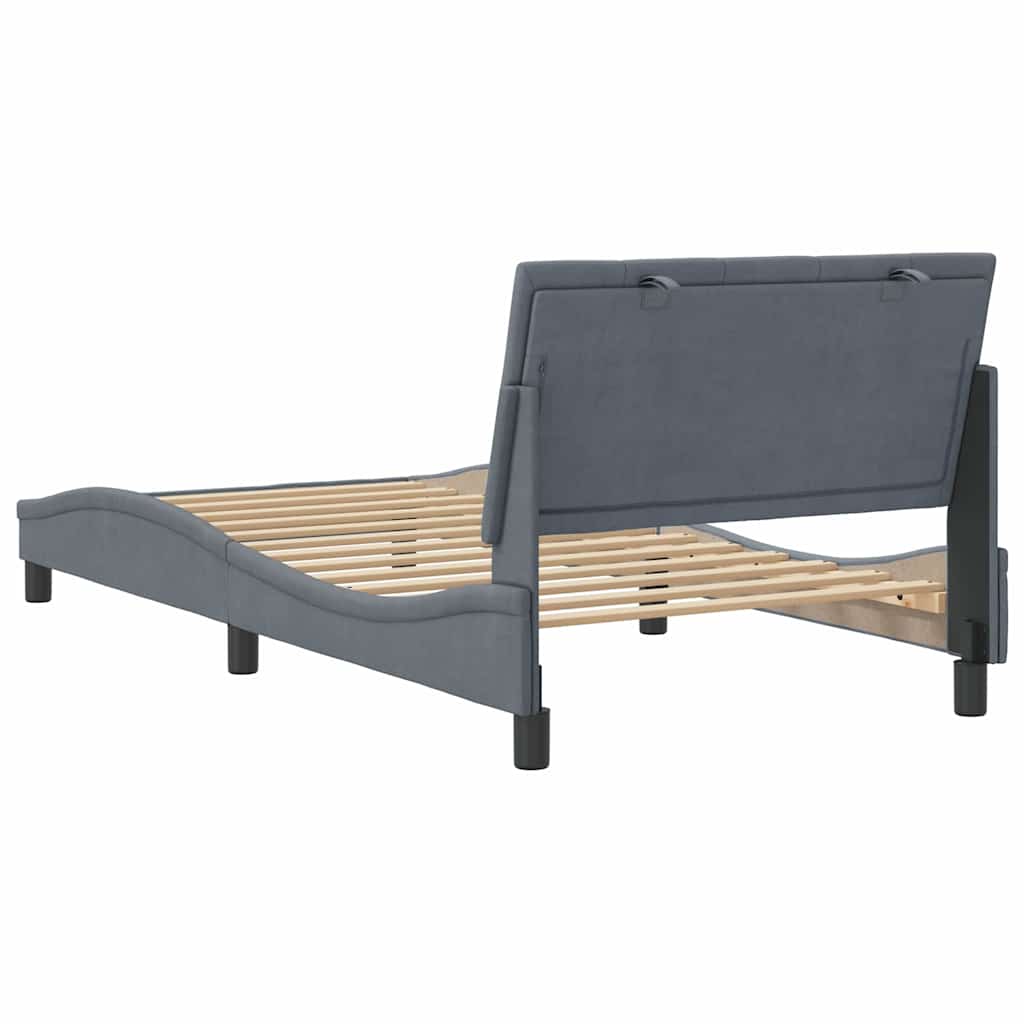 Bettgestell ohne Matratze "Hanko" Dunkelgrau 100x200 cm Samt