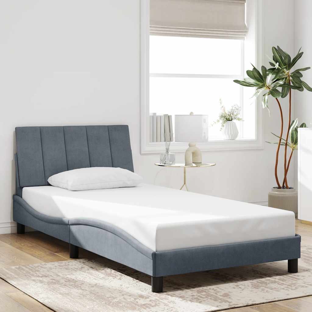 Bettgestell ohne Matratze "Hanko" Dunkelgrau 100x200 cm Samt