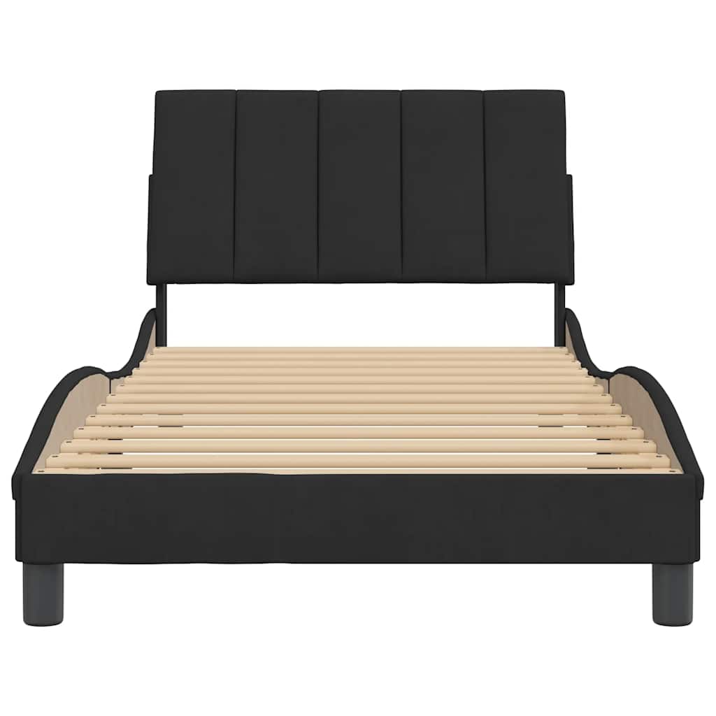 Bettgestell ohne Matratze "Hanko" Schwarz 100x200 cm Samt