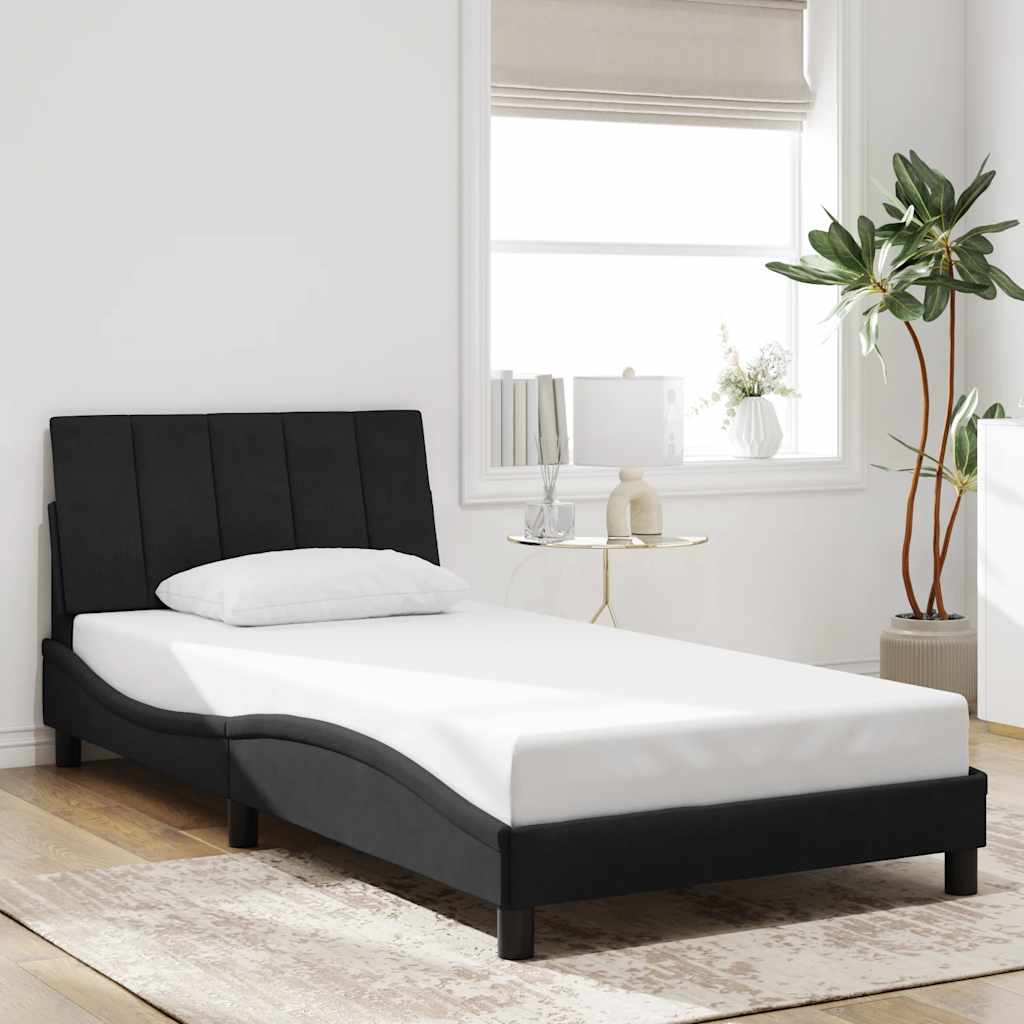 Bettgestell ohne Matratze "Hanko" Schwarz 100x200 cm Samt
