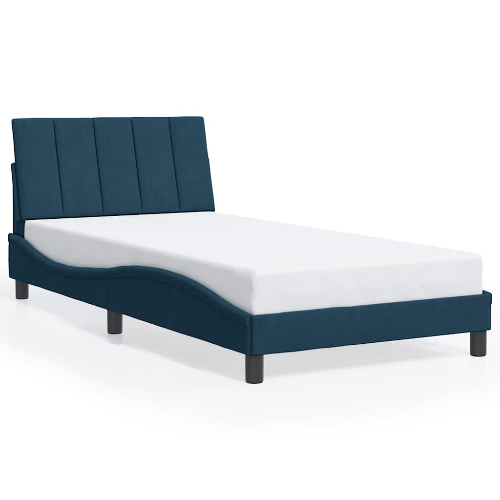 Bettgestell ohne Matratze "Hanko" Blau 100x200 cm Samt