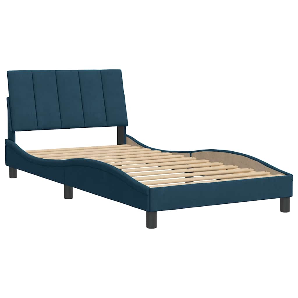 Bettgestell ohne Matratze "Hanko" Blau 100x200 cm Samt