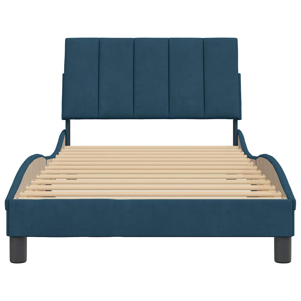 Bettgestell ohne Matratze "Hanko" Blau 100x200 cm Samt