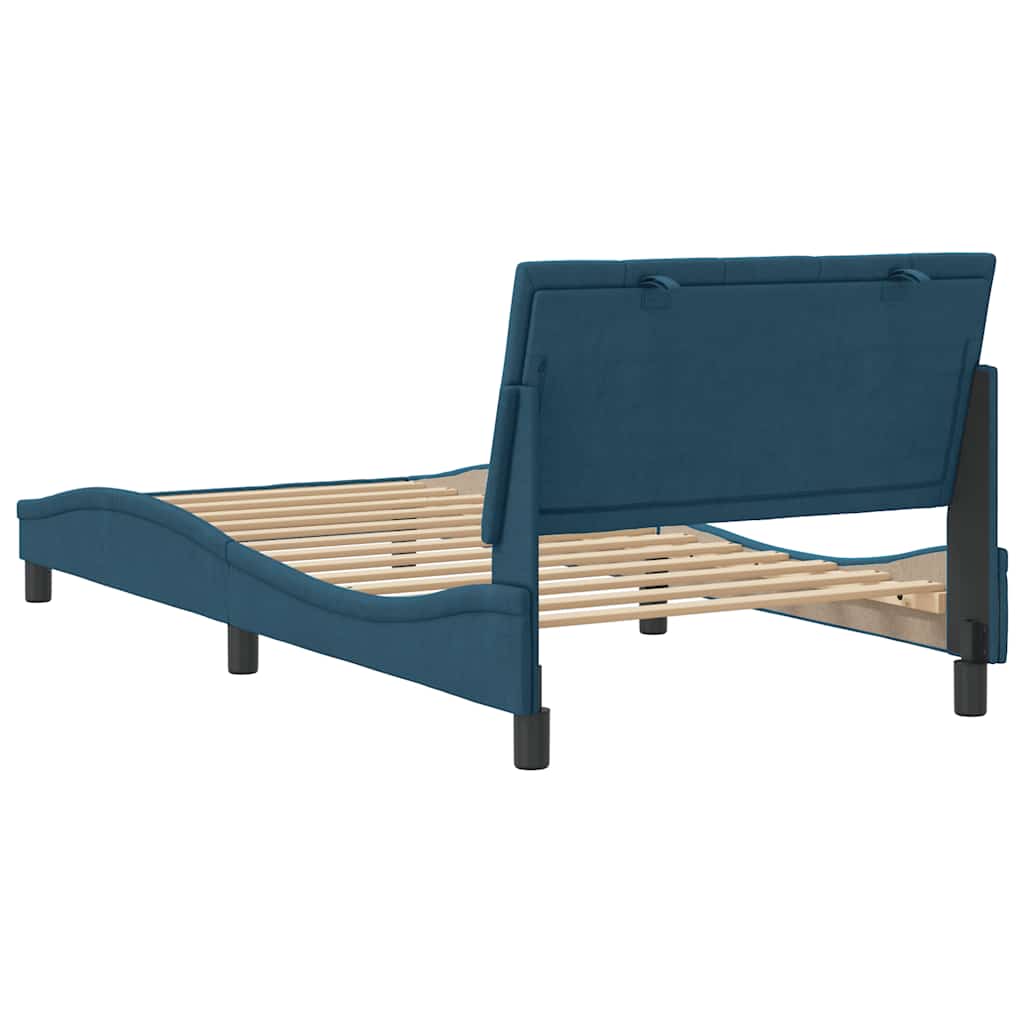 Bettgestell ohne Matratze "Hanko" Blau 100x200 cm Samt