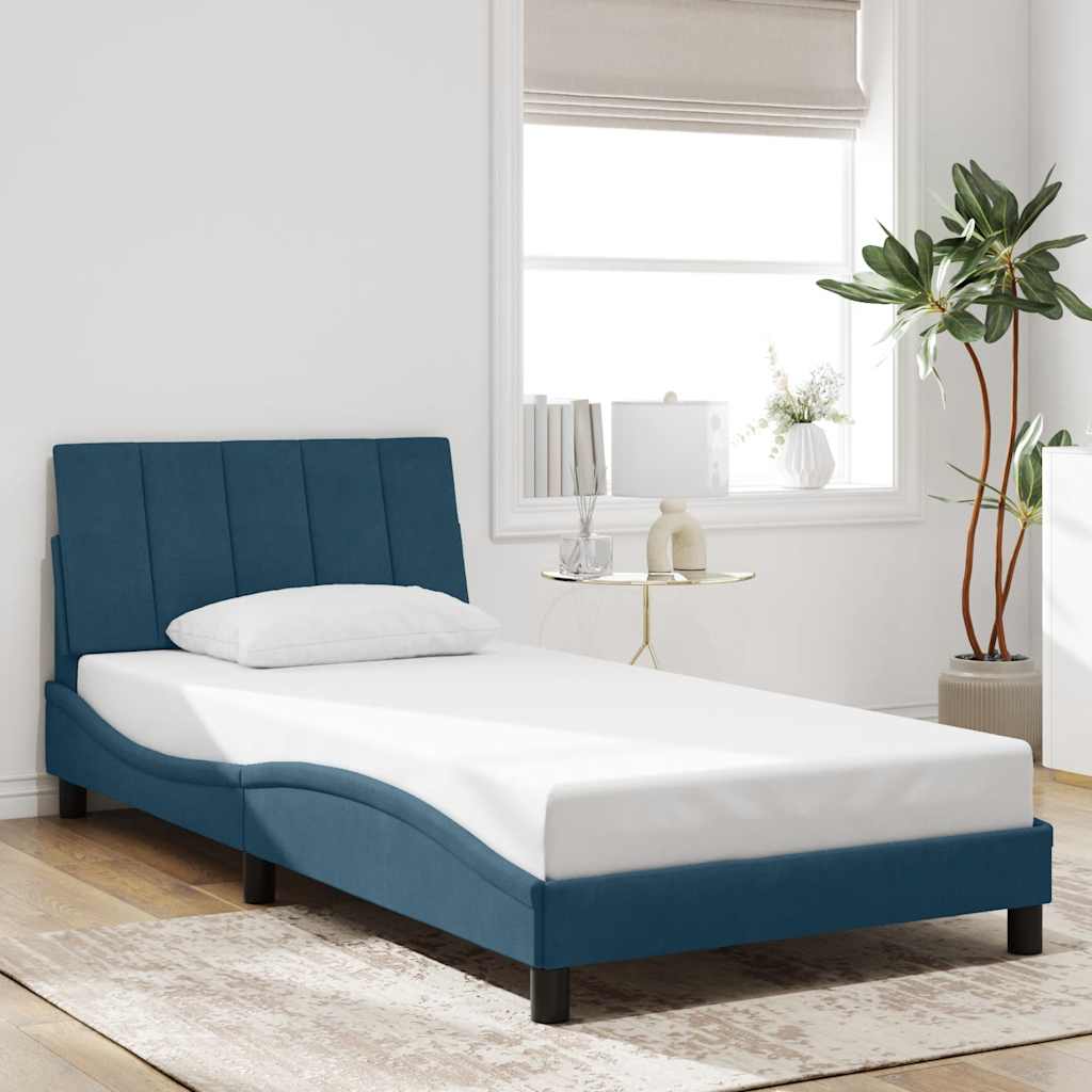 Bettgestell ohne Matratze "Hanko" Blau 100x200 cm Samt