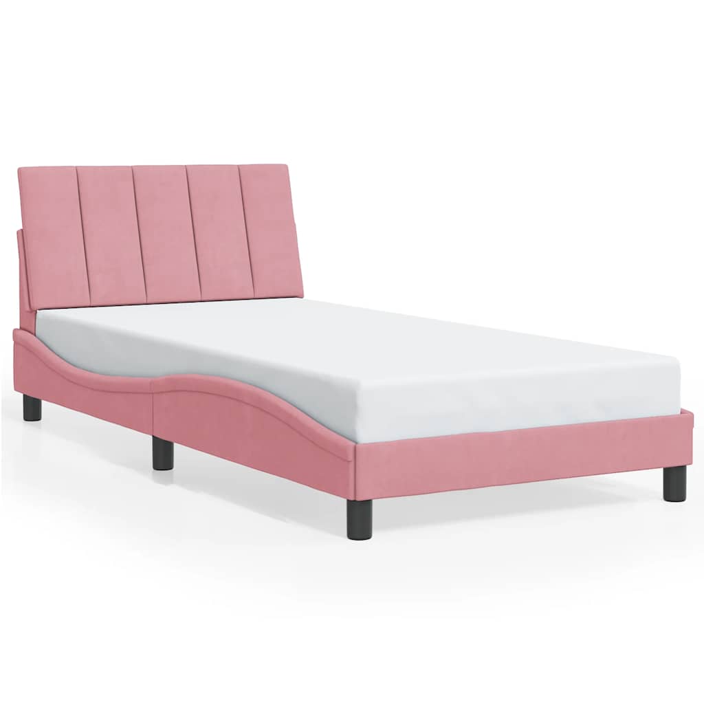 Bettgestell ohne Matratze "Hanko" Rosa 100x200 cm Samt