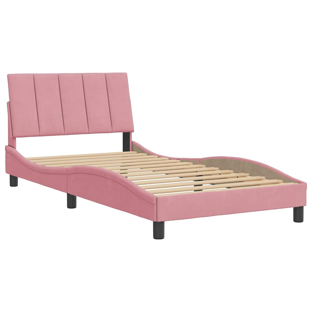 Bettgestell ohne Matratze "Hanko" Rosa 100x200 cm Samt