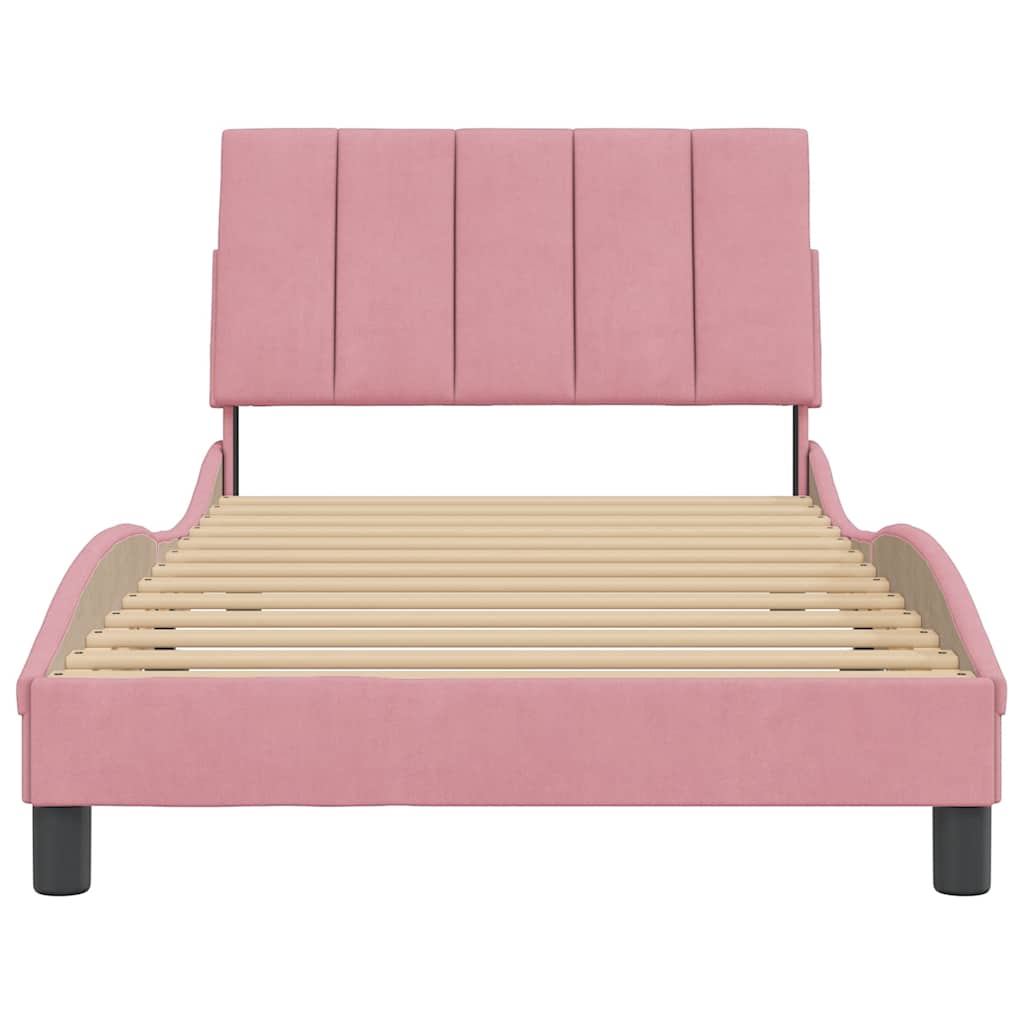 Bettgestell ohne Matratze "Hanko" Rosa 100x200 cm Samt