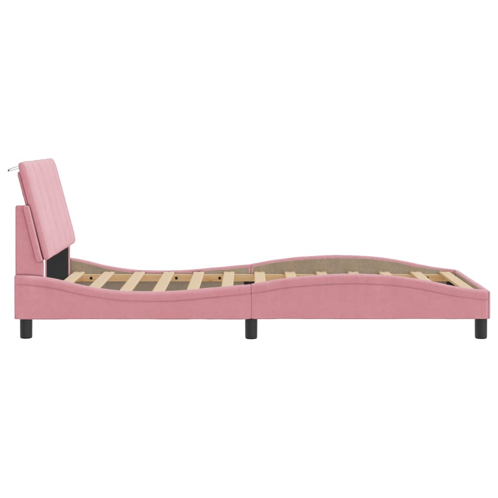 Bettgestell ohne Matratze "Hanko" Rosa 100x200 cm Samt