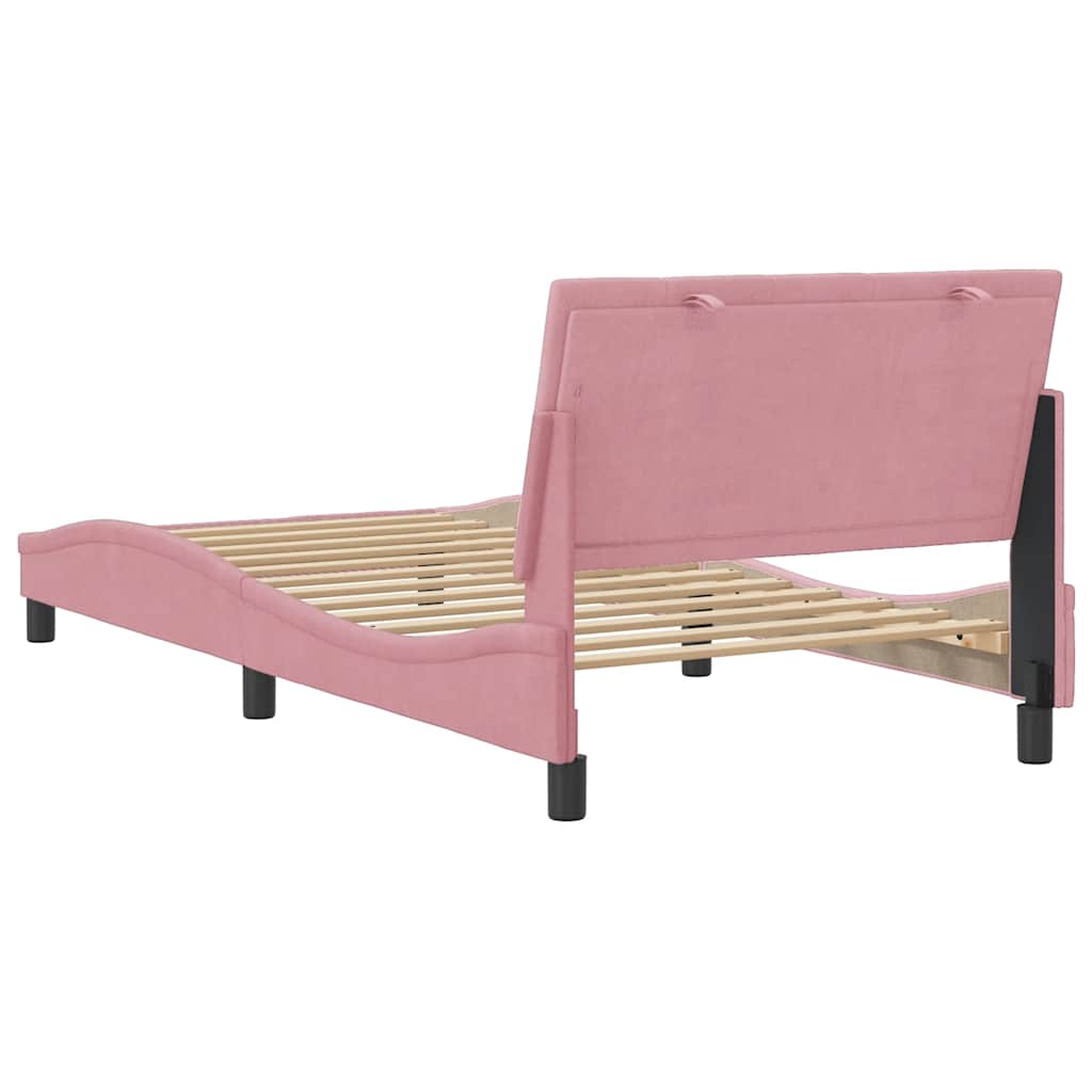 Bettgestell ohne Matratze "Hanko" Rosa 100x200 cm Samt