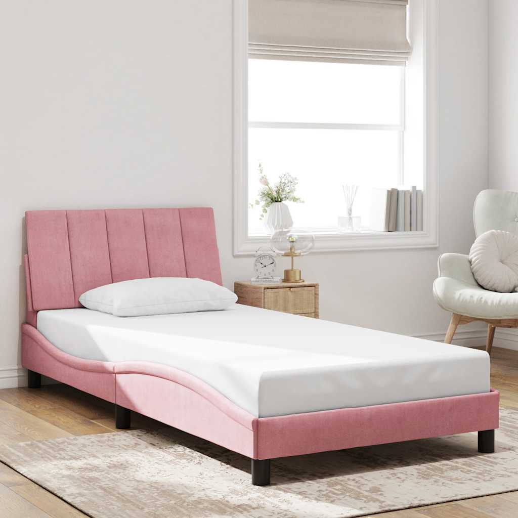 Bettgestell ohne Matratze "Hanko" Rosa 100x200 cm Samt