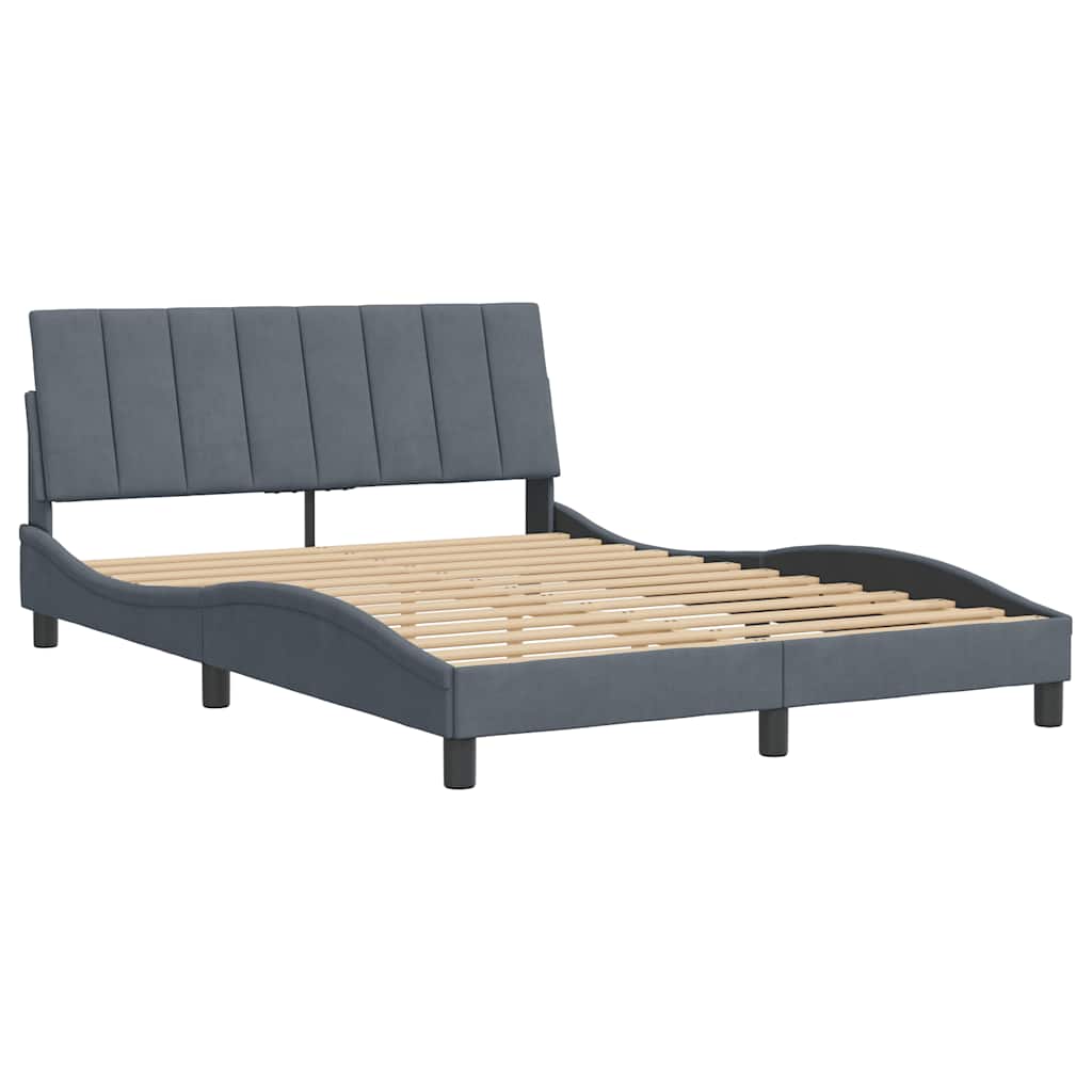 Bettgestell ohne Matratze "Hanko" Dunkelgrau 120x200 cm Samt
