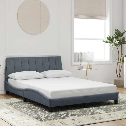 Bettgestell ohne Matratze "Hanko" Dunkelgrau 120x200 cm Samt