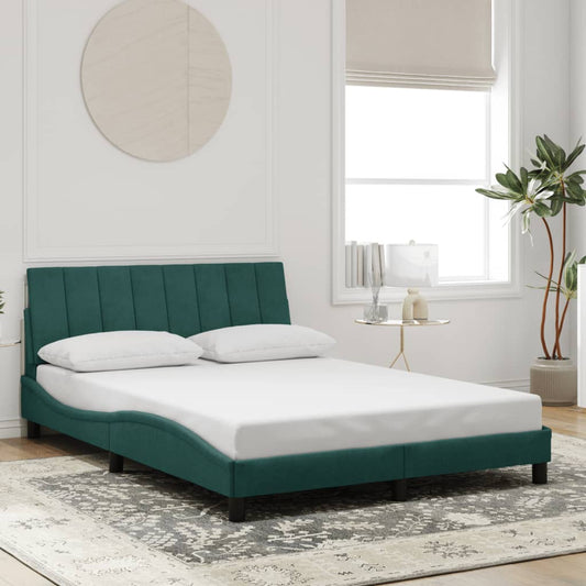Cadre de lit sans matelas "Hanko" vert foncé 120x200 cm velours