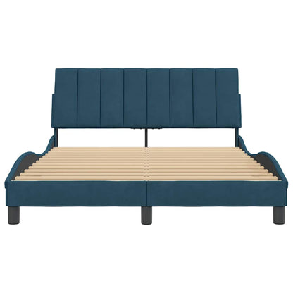 Bettgestell ohne Matratze "Hanko" Blau 120x200 cm Samt