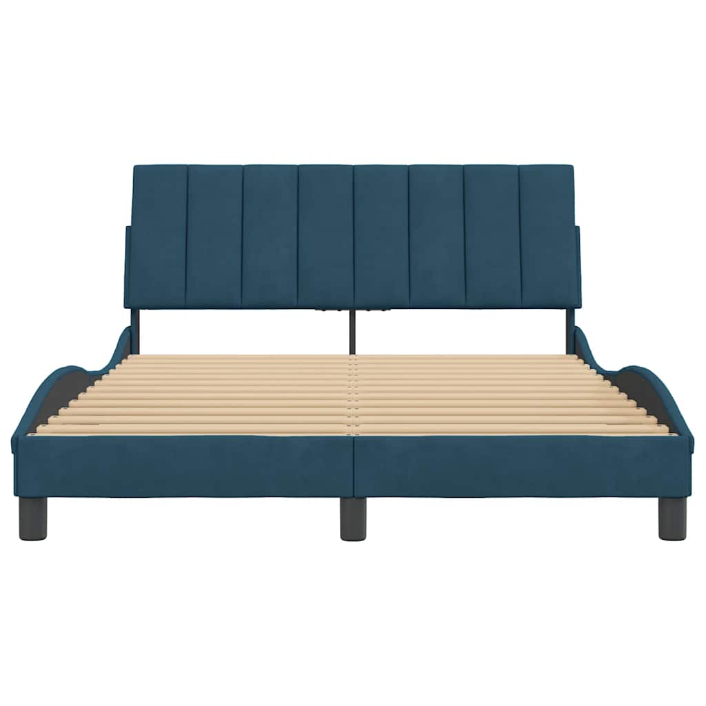 Bettgestell ohne Matratze "Hanko" Blau 120x200 cm Samt
