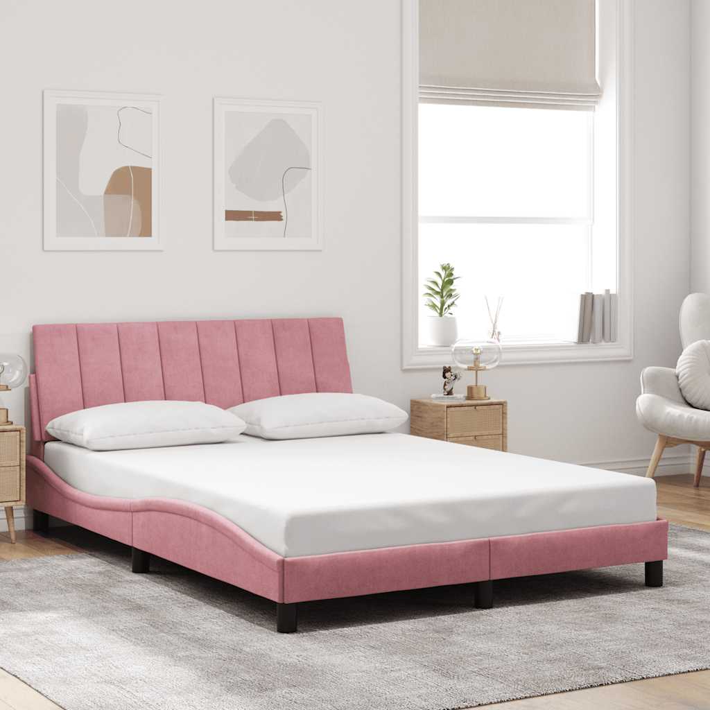 Bettgestell ohne Matratze "Hanko" Rosa 120x200 cm Samt