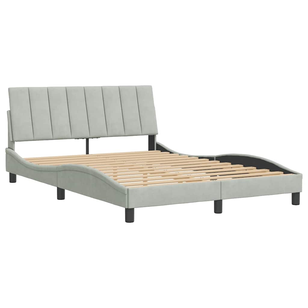 Bettgestell ohne Matratze "Hanko" Hellgrau 140x190 cm Samt