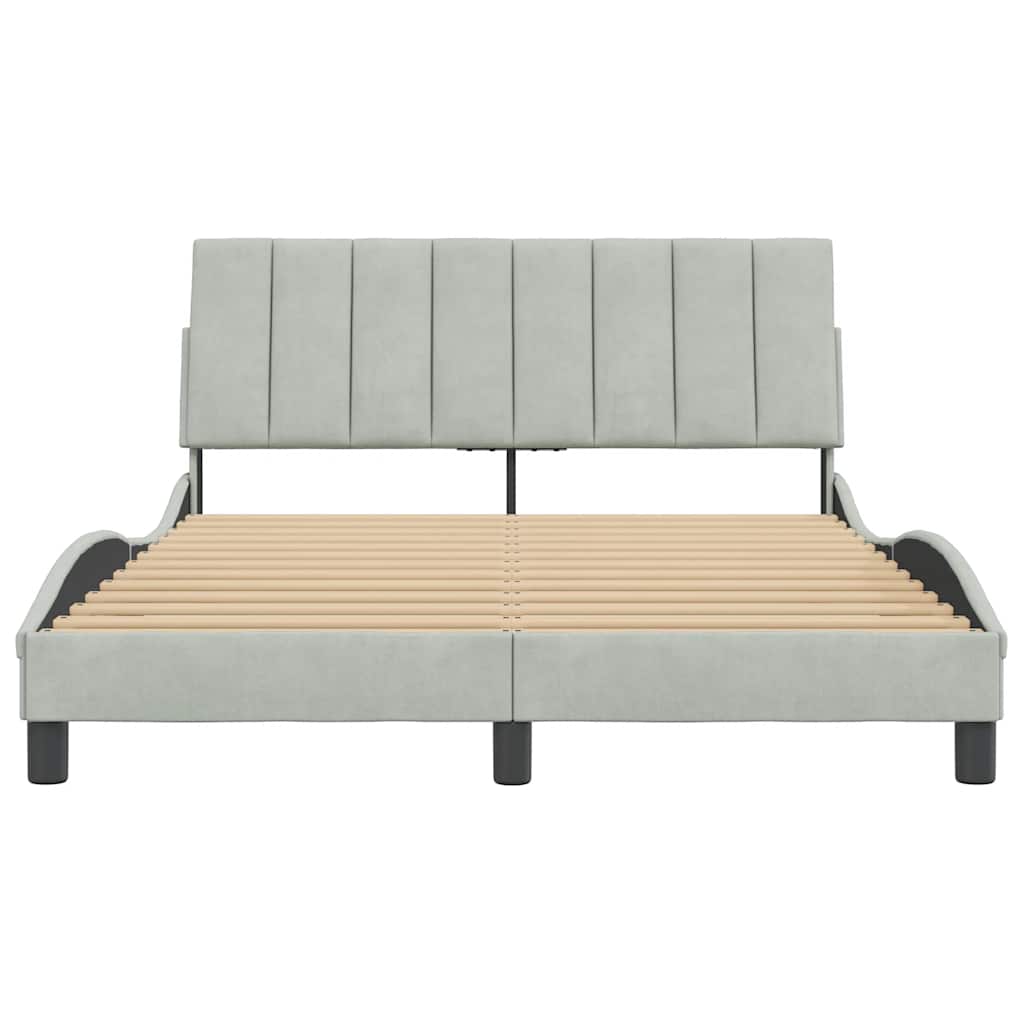 Bettgestell ohne Matratze "Hanko" Hellgrau 140x190 cm Samt