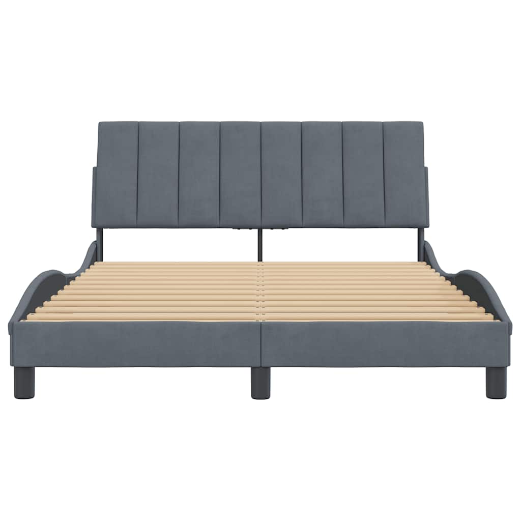 Bettgestell ohne Matratze "Hanko" Dunkelgrau 140x190 cm Samt