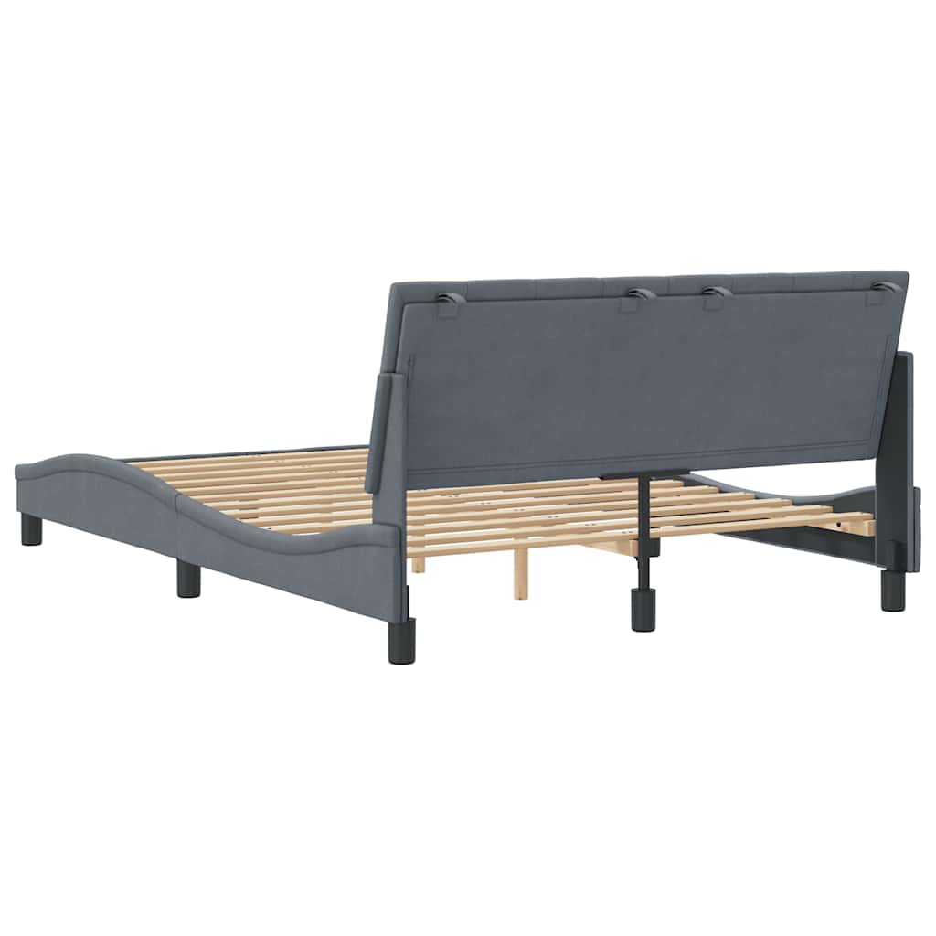 Bettgestell ohne Matratze "Hanko" Dunkelgrau 140x190 cm Samt