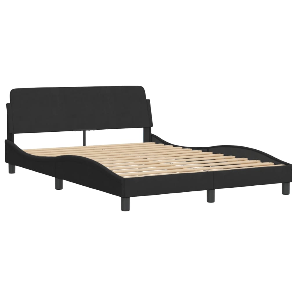 Cadre de lit sans matelas « Hanko » Noir 140x190 cm Velours