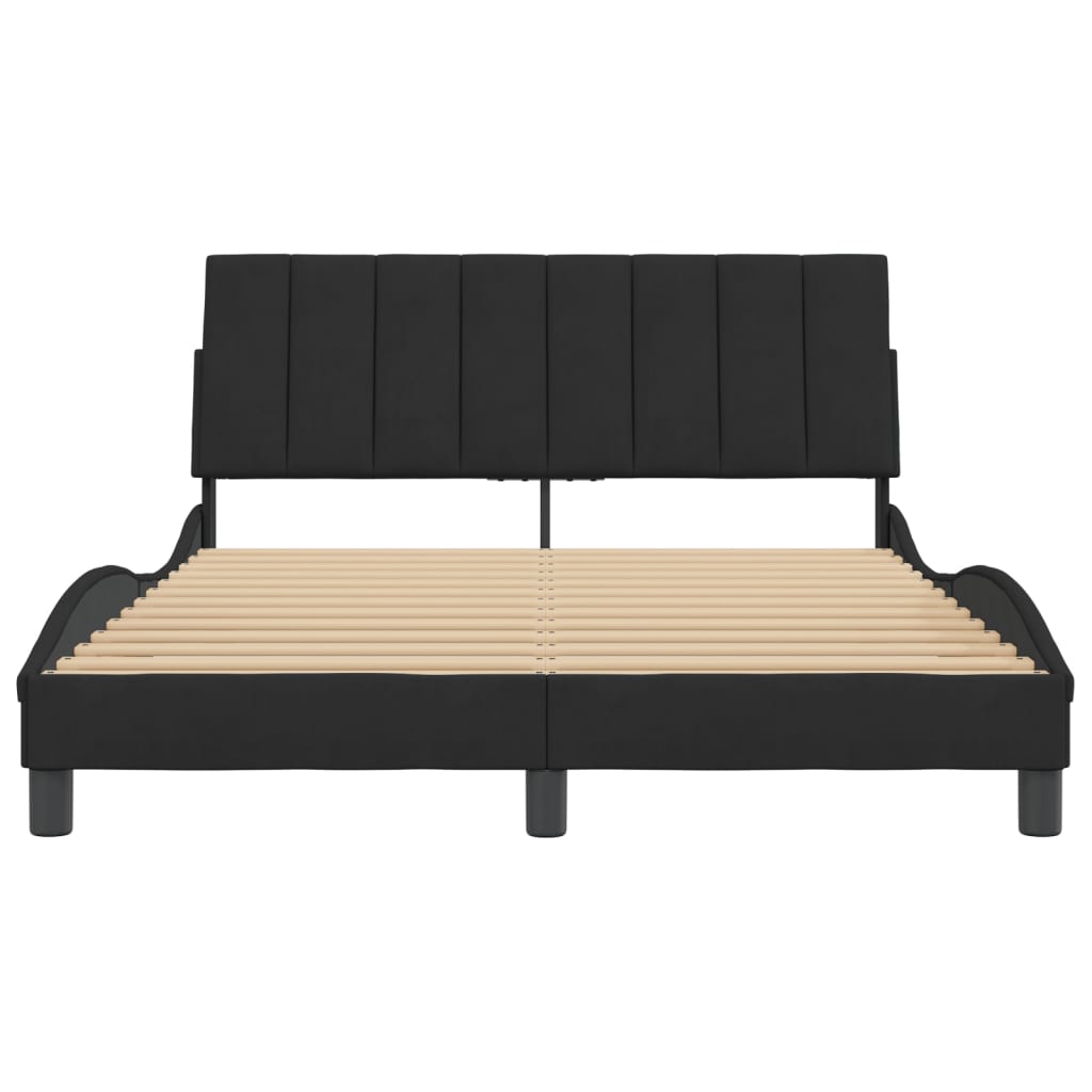 Cadre de lit sans matelas « Hanko » Noir 140x190 cm Velours