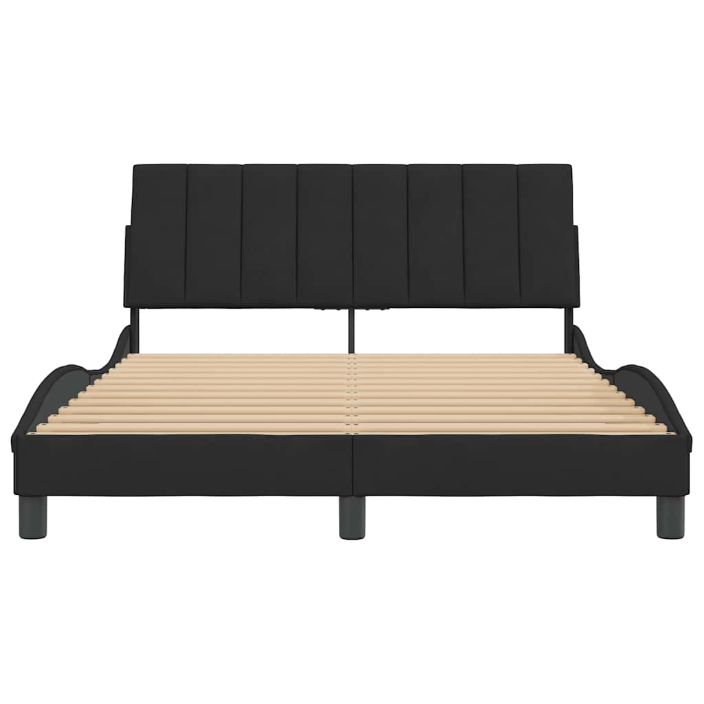 Bettgestell ohne Matratze "Hanko" Schwarz 140x190 cm Samt