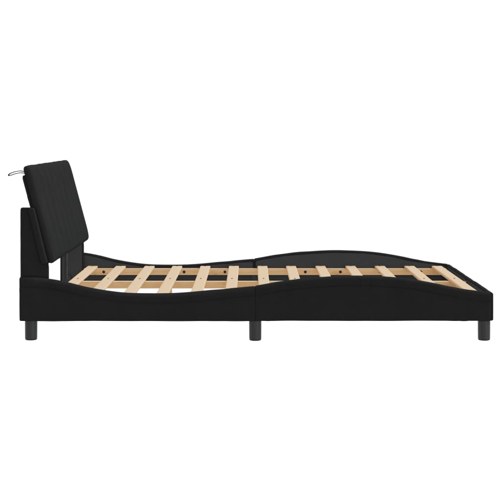Cadre de lit sans matelas « Hanko » Noir 140x190 cm Velours