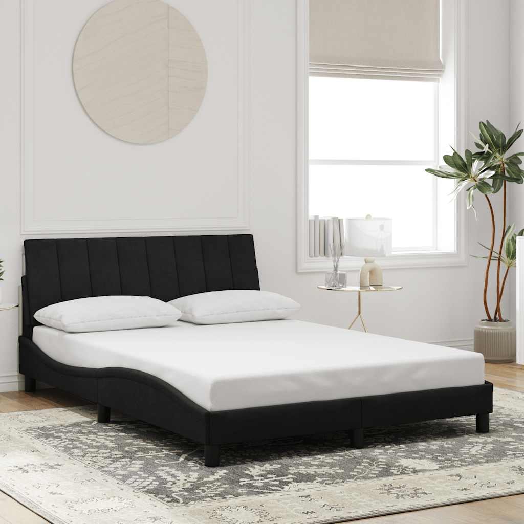 Bettgestell ohne Matratze "Hanko" Schwarz 140x190 cm Samt