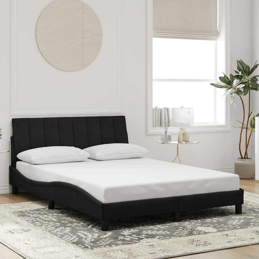 Bettgestell ohne Matratze "Hanko" Schwarz 140x190 cm Samt