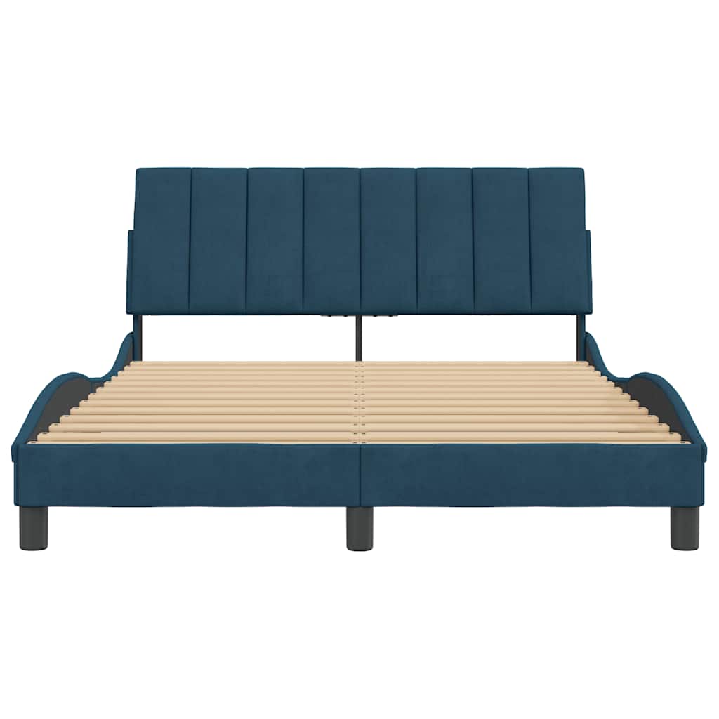 Bettgestell ohne Matratze "Hanko" Blau 140x190 cm Samt