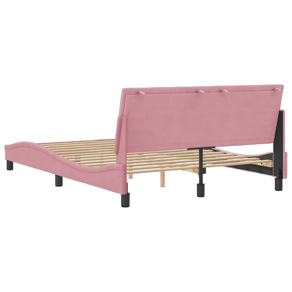Bettgestell ohne Matratze "Hanko" Rosa 140x190 cm Samt