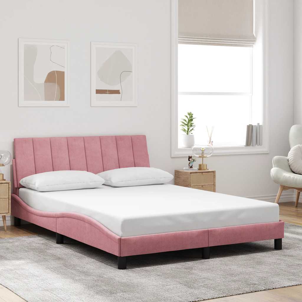 Bettgestell ohne Matratze "Hanko" Rosa 140x190 cm Samt