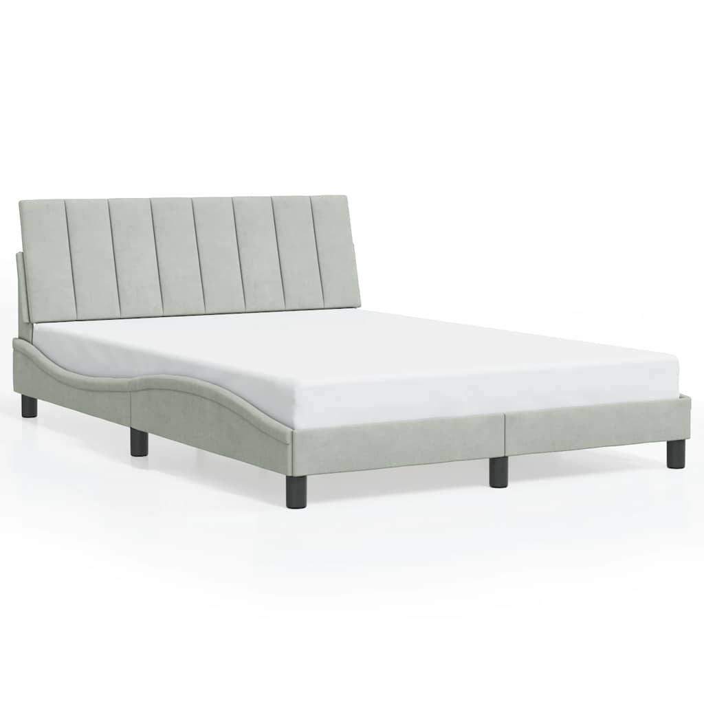 Bettgestell ohne Matratze "Hanko" Hellgrau 140x200 cm Samt