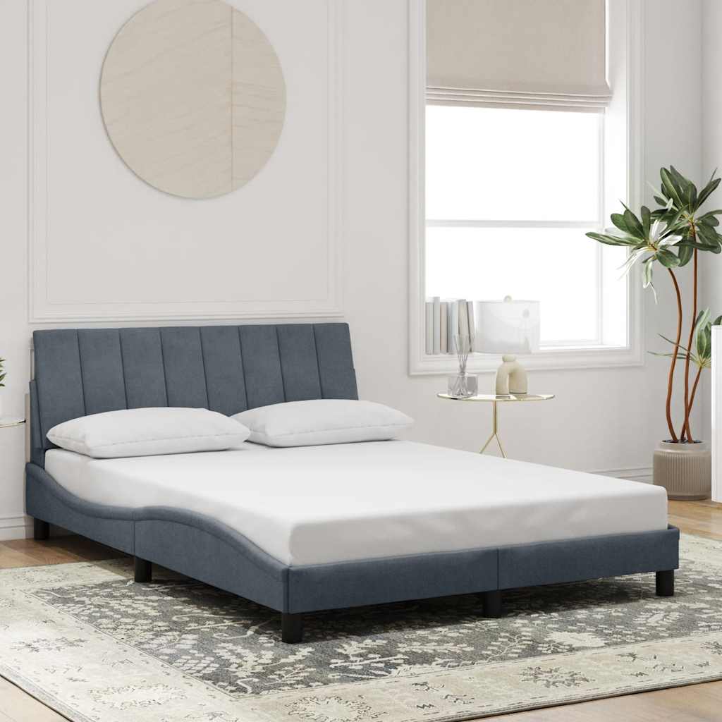 Bettgestell ohne Matratze "Hanko" Dunkelgrau 140x200 cm Samt