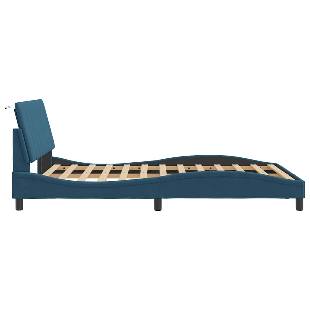 Bettgestell ohne Matratze "Hanko" Blau 140x200 cm Samt